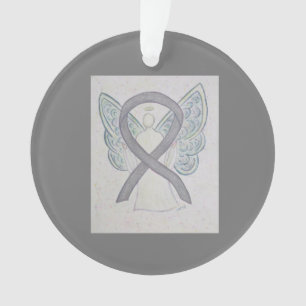 Argent Sensibilisation Ruban Angel Ornements