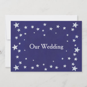 Argent Stars Royal Navy Blue Wedding Invitations
