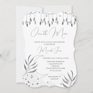 Argent sur la lune Invitation Baby shower moderne