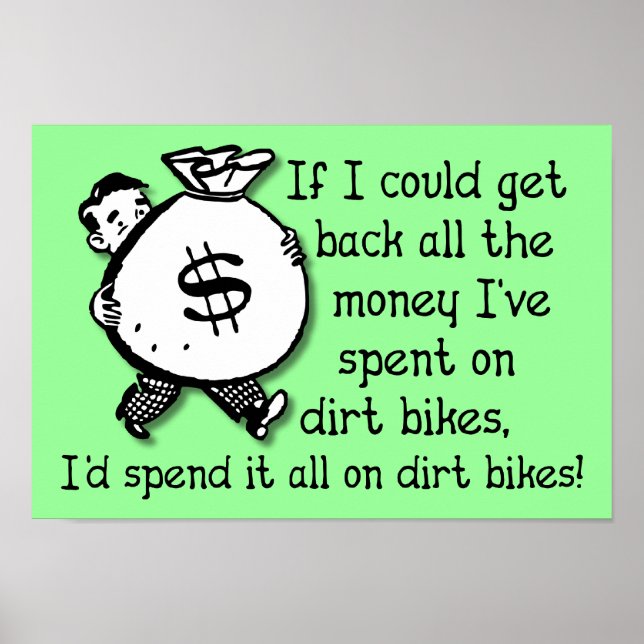 Argent Sur Les Vélos Dirt Motocross Drôle Poster (Devant)