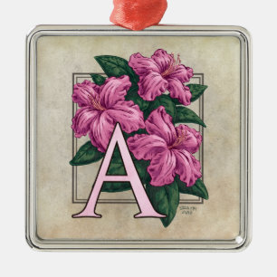 Argenté A pour Carré ornement de la fleur d'Azalea