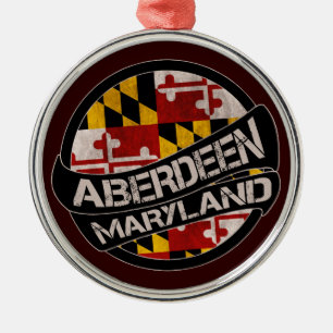Argenté Aberdeen Maryland drapeau grunge rond ornement