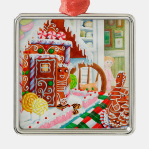 Argenté GINGERBREAD SURPRISE Premium Carré Ornement