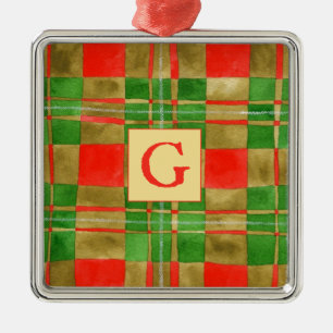 Argenté MAC GREGOR TARTAN Carré en verre Ornement + Initia