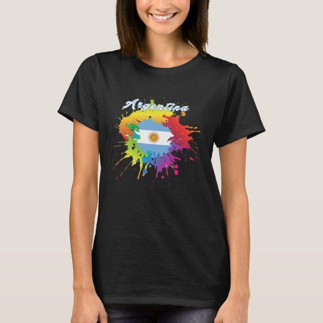 Argentina Flag Pride Gay Colorful Splash Argentini T-Shirt (Vorderseite)