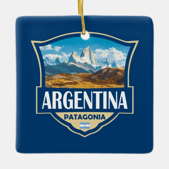 Argentina Illustration Retro Badge Keramikornament (Vorderseite)