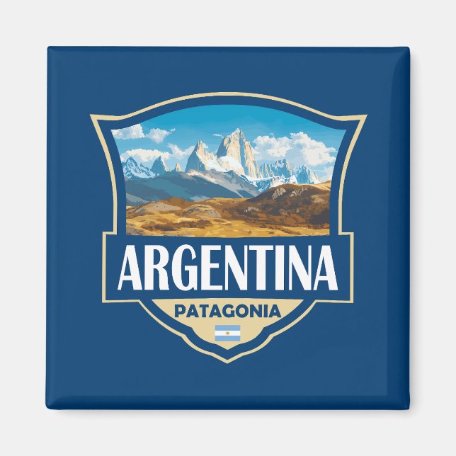 Argentina Illustration Retro Badge Magnet (Vorne)
