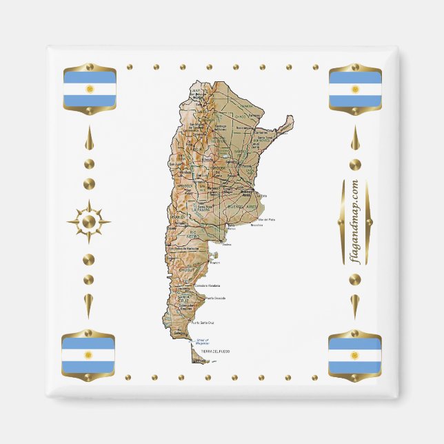 Argentine Carte + Indicateurs Magnet (Devant)