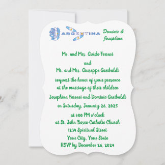 Argentine Rose Flag Personalized Wedding Einladung