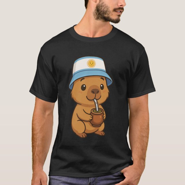 Argentinian Capybara Yerba Mate Kawaii Argentina C T-Shirt (Vorderseite)