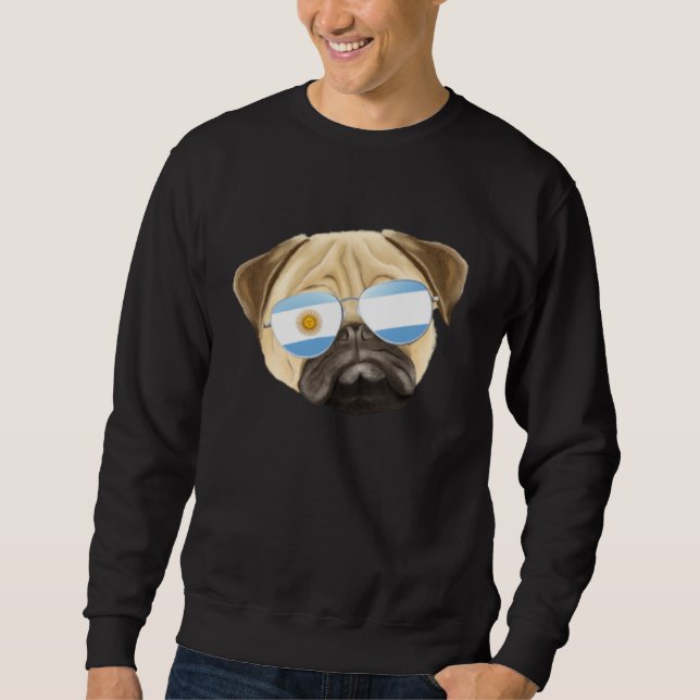 Argentinian Flag Pug Dog Argentina Pocket Sweatshirt (Vorderseite)