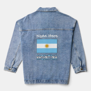 Argentinien Argentinische Flagge Weiß Personalisie Jeansjacke