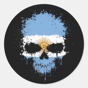 Argentinien-Bratenfett-Spritzer-Schädel Runder Aufkleber