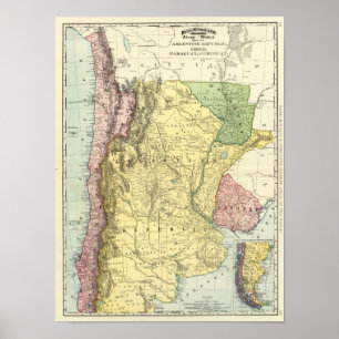 Argentinien, Chile, Paraguay, Uruguay Poster