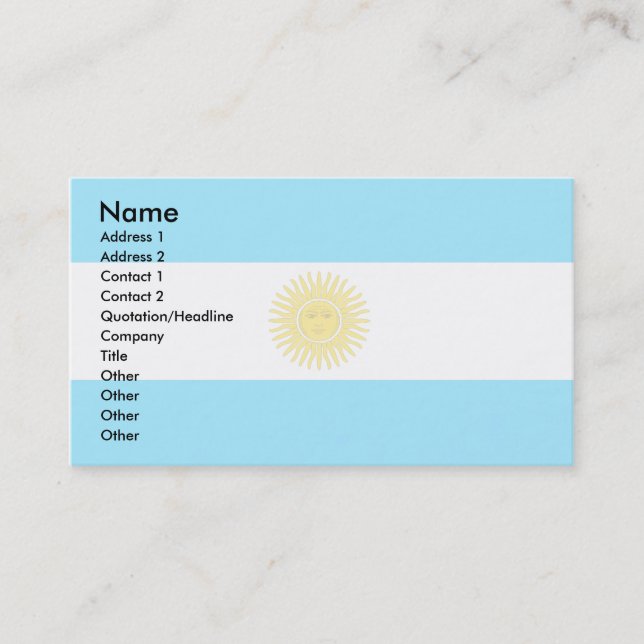 Argentinien-Flagge Visitenkarte (Vorderseite)