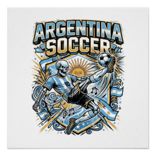 Argentinien Fußball Skelett Stürmer Nationen Poste Poster