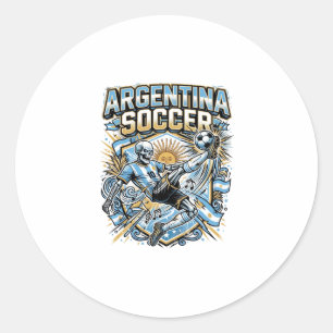 Argentinien Fußball Skelett Stürmer Nationen Poste Runder Aufkleber