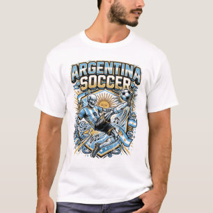 Argentinien Fußball Skelett Stürmer Nationen Poste T-Shirt