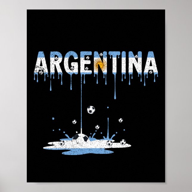 Argentinien Fußball tropfende Flagge Poster (Vorne)