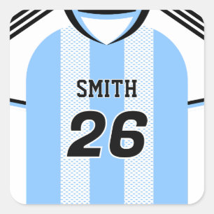 Argentinien Fußballtrikot Benutzerdefinierter Name Quadratischer Aufkleber