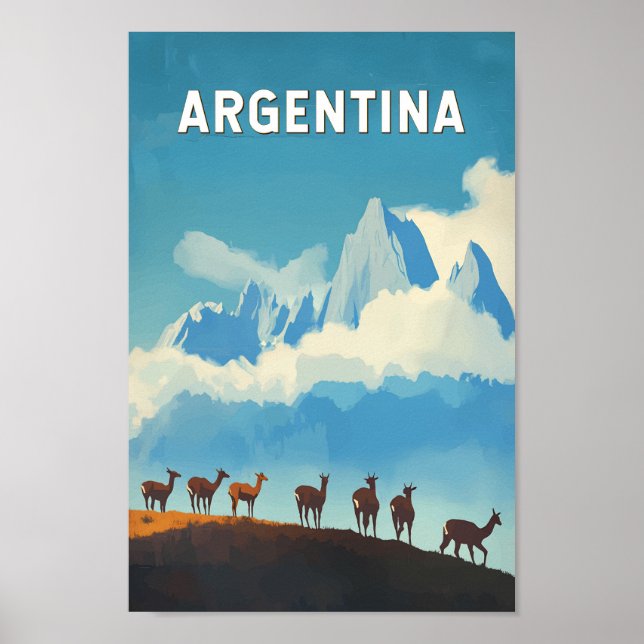Argentinien Illustration Travel Art Vintag Poster (Vorne)