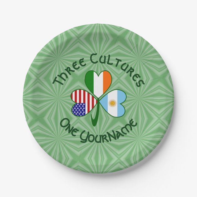 Argentinien Irland USA Kleeblatt Flag Pappteller (Vorderseite)