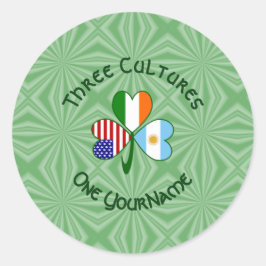 Argentinien Irland USA Kleeblatt Flag Personalisie Runder Aufkleber