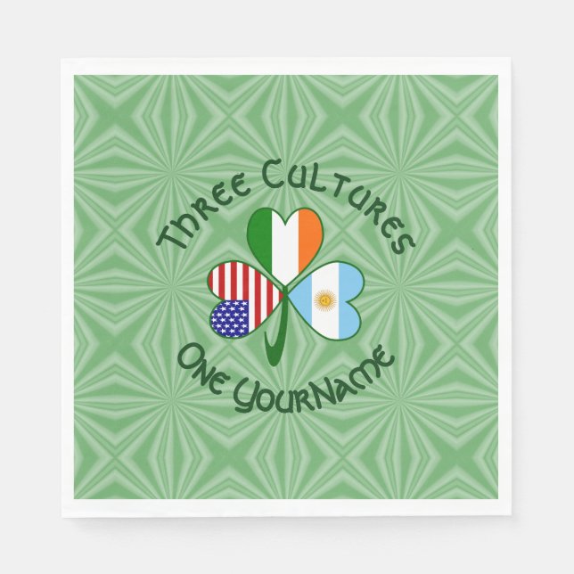 Argentinien Irland USA Kleeblatt Flag Personalisie Serviette (Vorderseite)