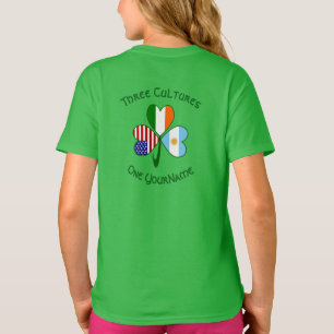 Argentinien Irland USA Kleeblatt Flagge Personalis T-Shirt
