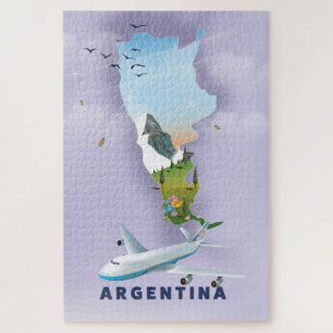 Argentinien Karte Reiseplakat