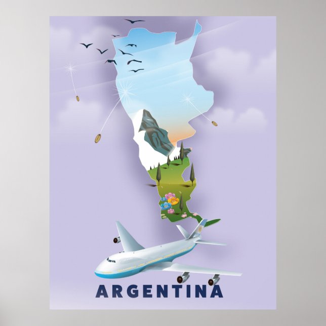 Argentinien Karte Reiseplakat Poster (Vorne)
