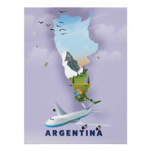 Argentinien Karte Reiseplakat Poster