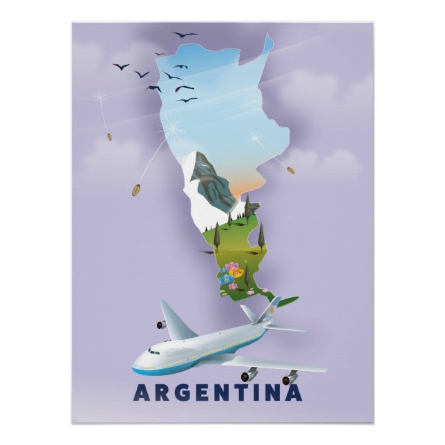 Argentinien Karte Reiseplakat Poster (Vorderseite)