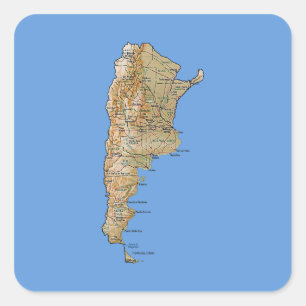 Argentinien-Karten-Aufkleber Quadratischer Aufkleber