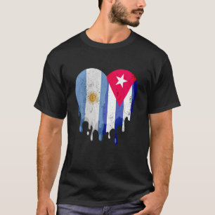 Argentinien Kuba Flagge Herz Bürger Grown Patriot T-Shirt