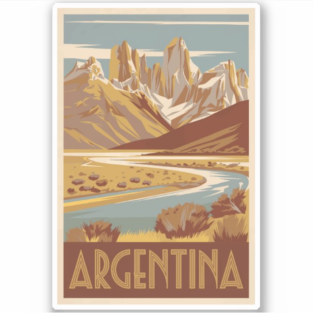Argentinien Reisekunst Vintag Aufkleber (Vorderseite)