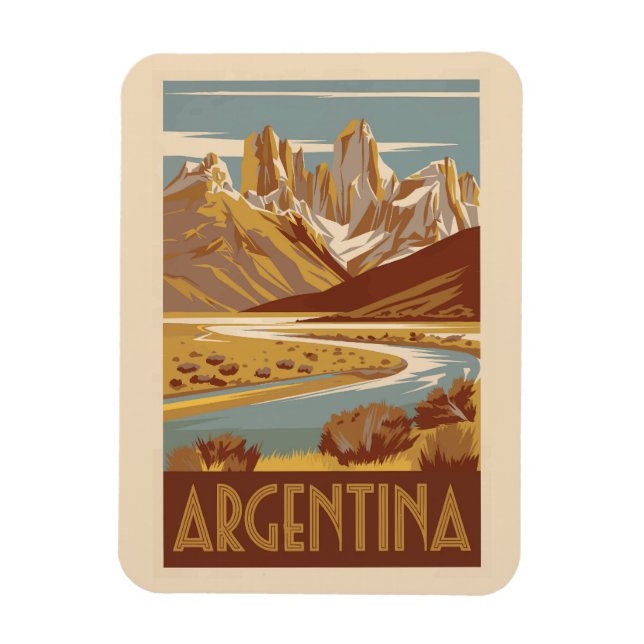 Argentinien Reisekunst Vintag Magnet (Vertikal)