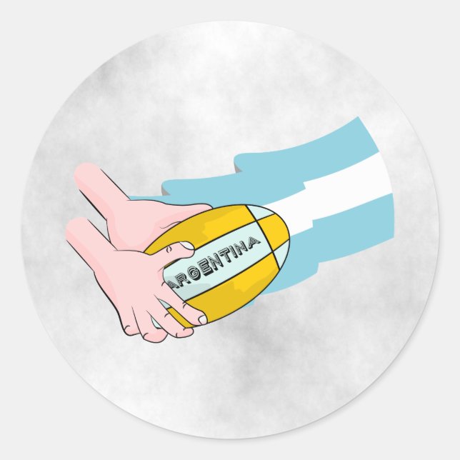 Argentinien Rugby Team Unterstützer Flag mit Ball Runder Aufkleber (Vorderseite)