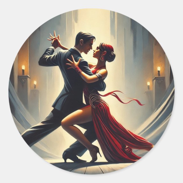 Argentinien Tango Dancing Couple Runder Aufkleber (Vorderseite)