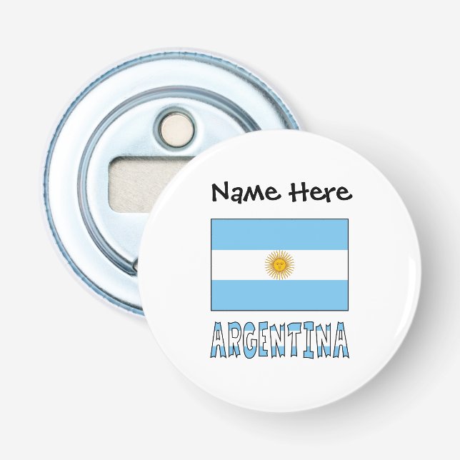 Argentinien und Argentinische Flagge mit Ihrem Nam Flaschenöffner (Vorderseite)
