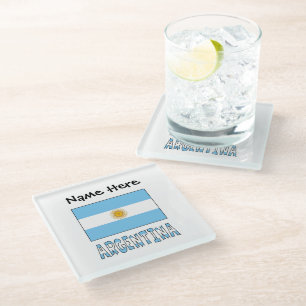 Argentinien und argentinische Flagge mit Ihrem Nam Glasuntersetzer