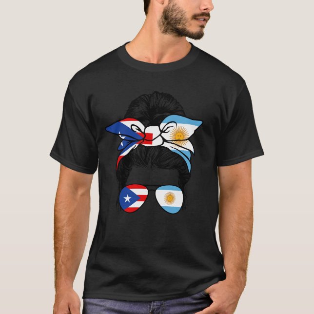 Argentinien und Puerto Rico Mix Halbzeit Argentini T-Shirt (Vorderseite)