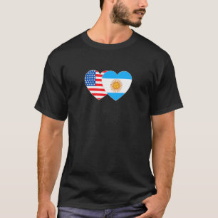 Argentinien und USA Flag Twin Heart für Argentinie T-Shirt
