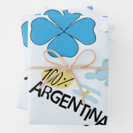 Argentinienkulturwrap mit Fahne, Symbolen. Geschenkpapier Set
