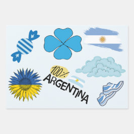 Argentinienkulturwrap mit Fahne, Symbolen. Geschenkpapier Set