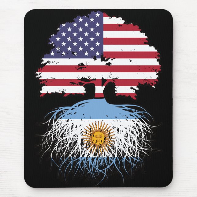 Argentinisch Argentinische Flagge USA Tree Roots Mousepad (Vorne)