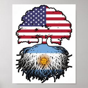 Argentinisch Argentinische Flagge USA Tree Roots Poster