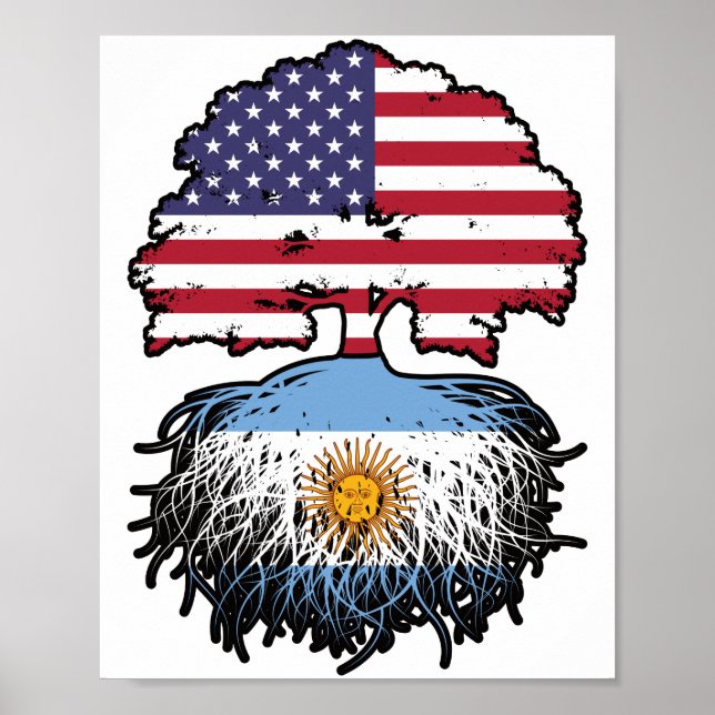 Argentinisch Argentinische Flagge USA Tree Roots Poster (Vorne)