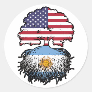 Argentinisch Argentinische Flagge USA Tree Roots Runder Aufkleber