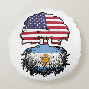 Argentinisch Argentinische Flagge USA Tree Roots Rundes Kissen
